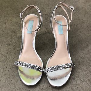 Betsey Johnson jeweled silver heels